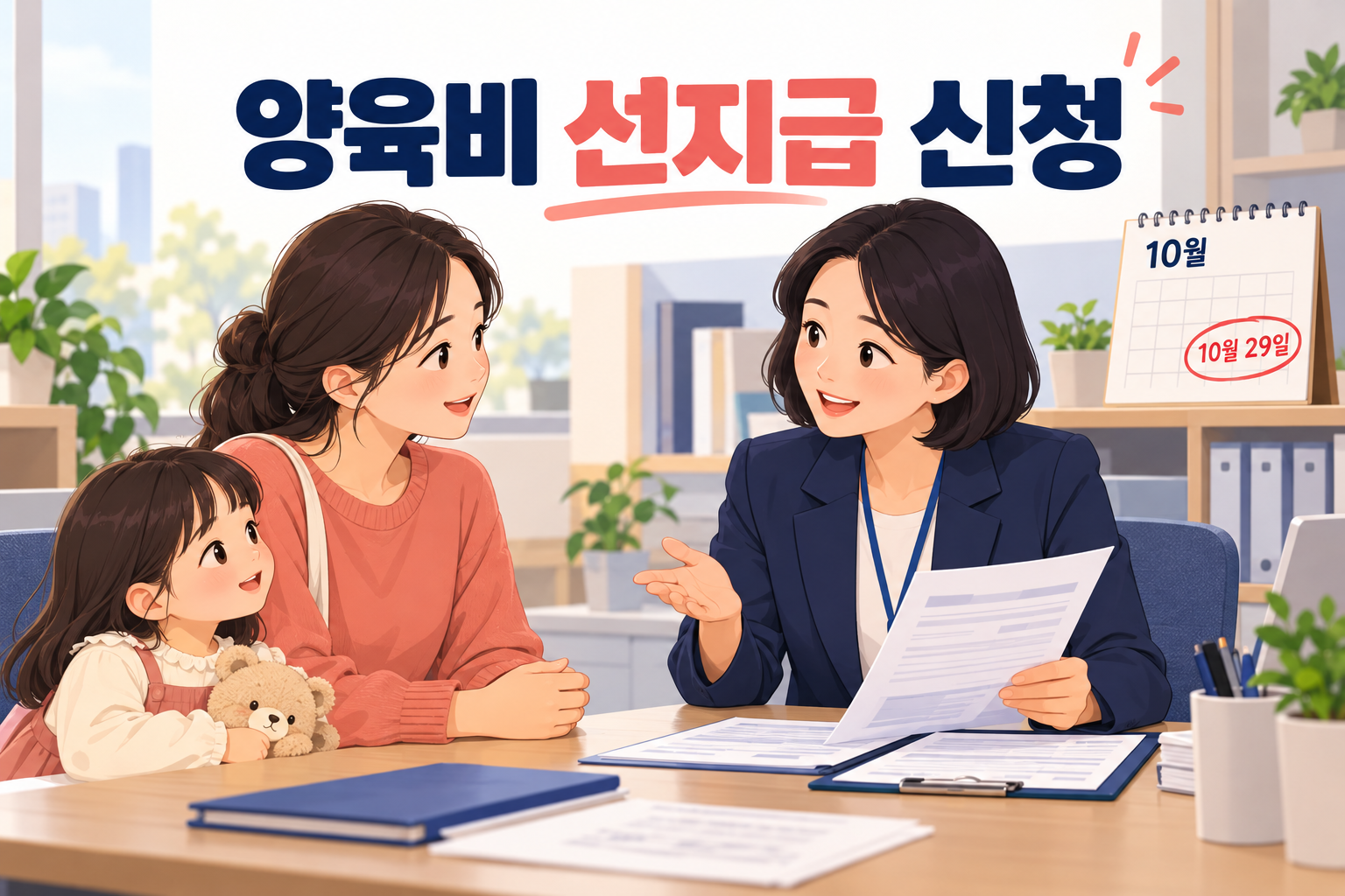양육비 선지급 신청 상담을 받는 한부모 가족